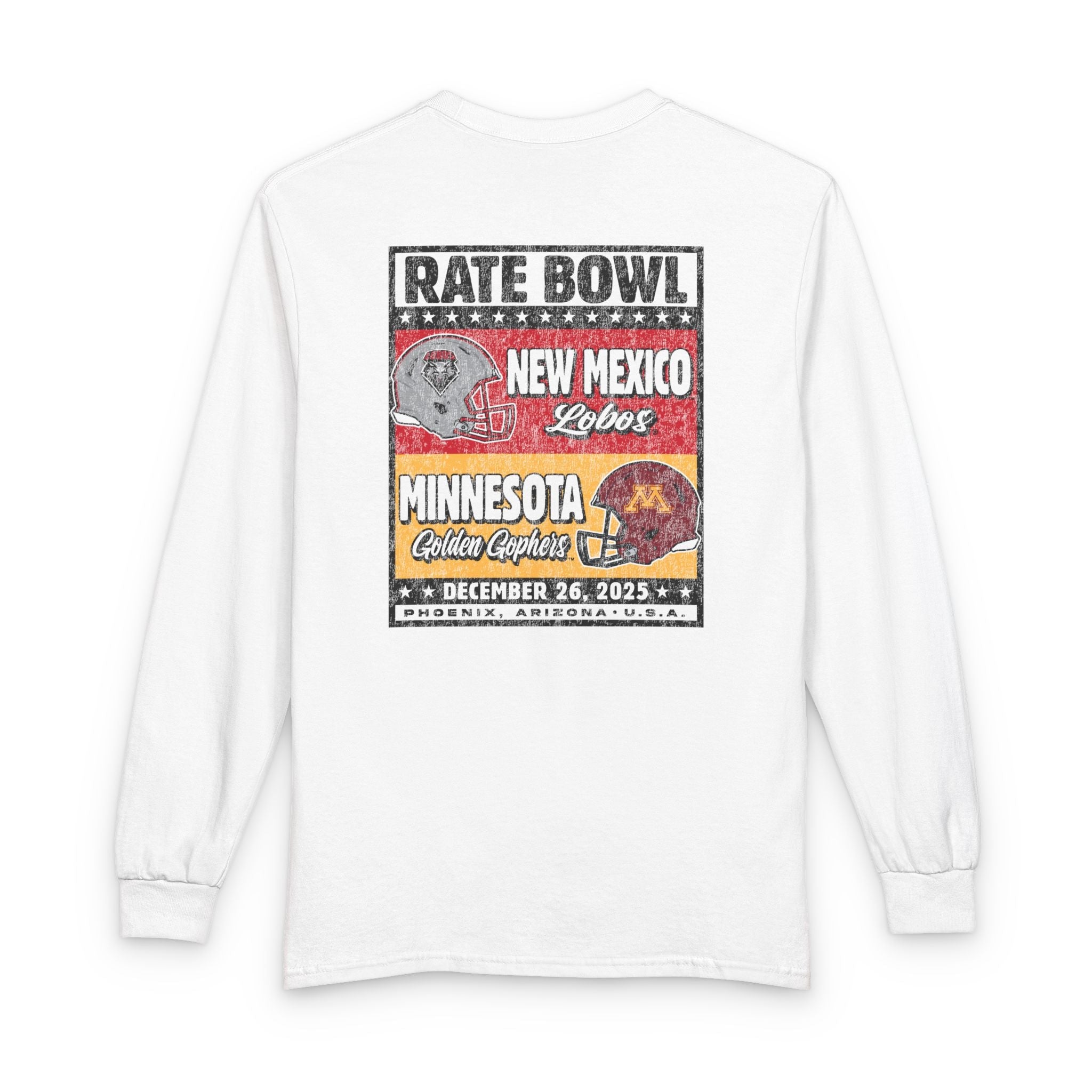 Rate Bowl Long Sleeve T-Shirt — New Mexico Lobos vs Minnesota Golden Gophers Bout LS