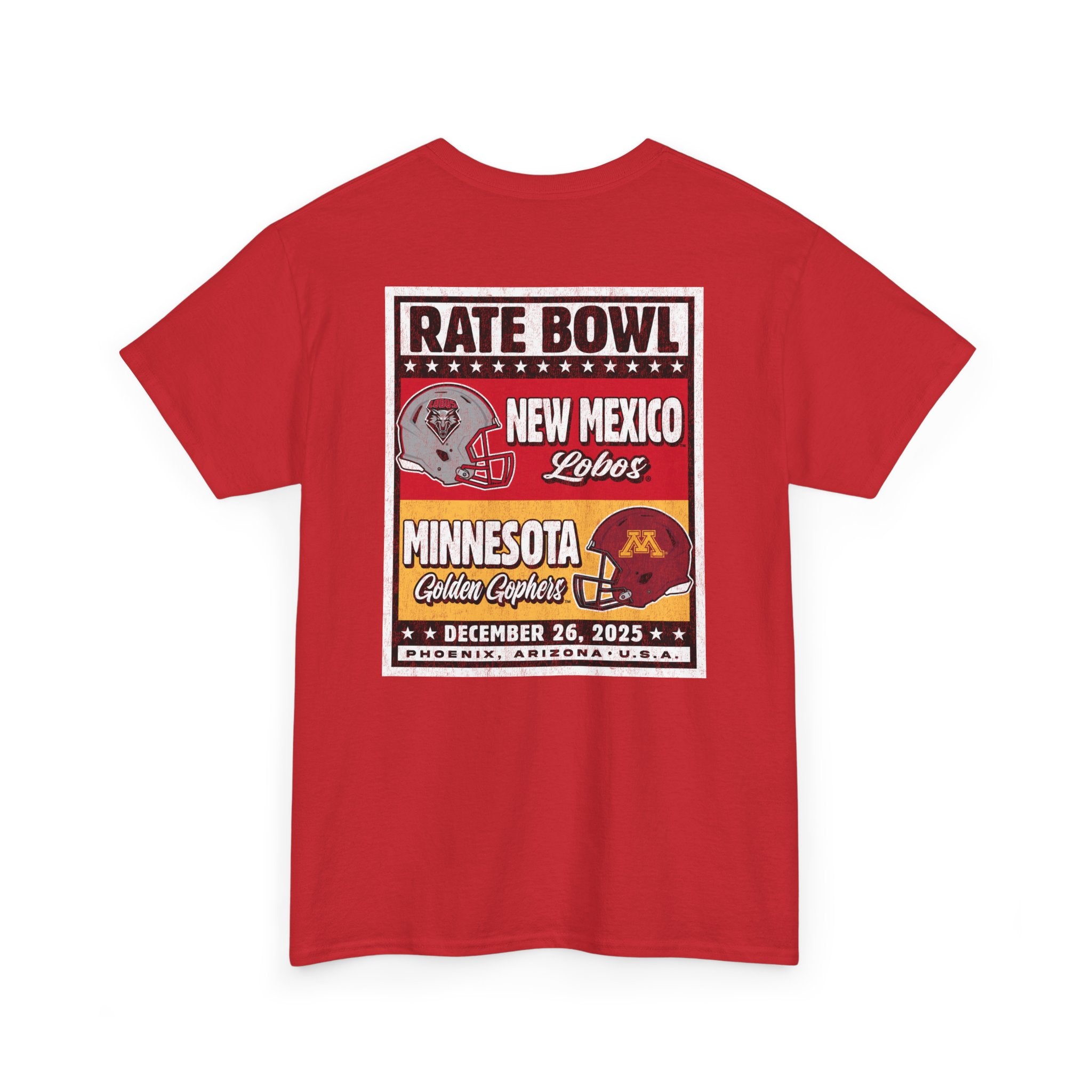 Rate Bowl 2025 – New Mexico Lobos vs Minnesota Golden Gophers BOUT Matchup T-Shirt