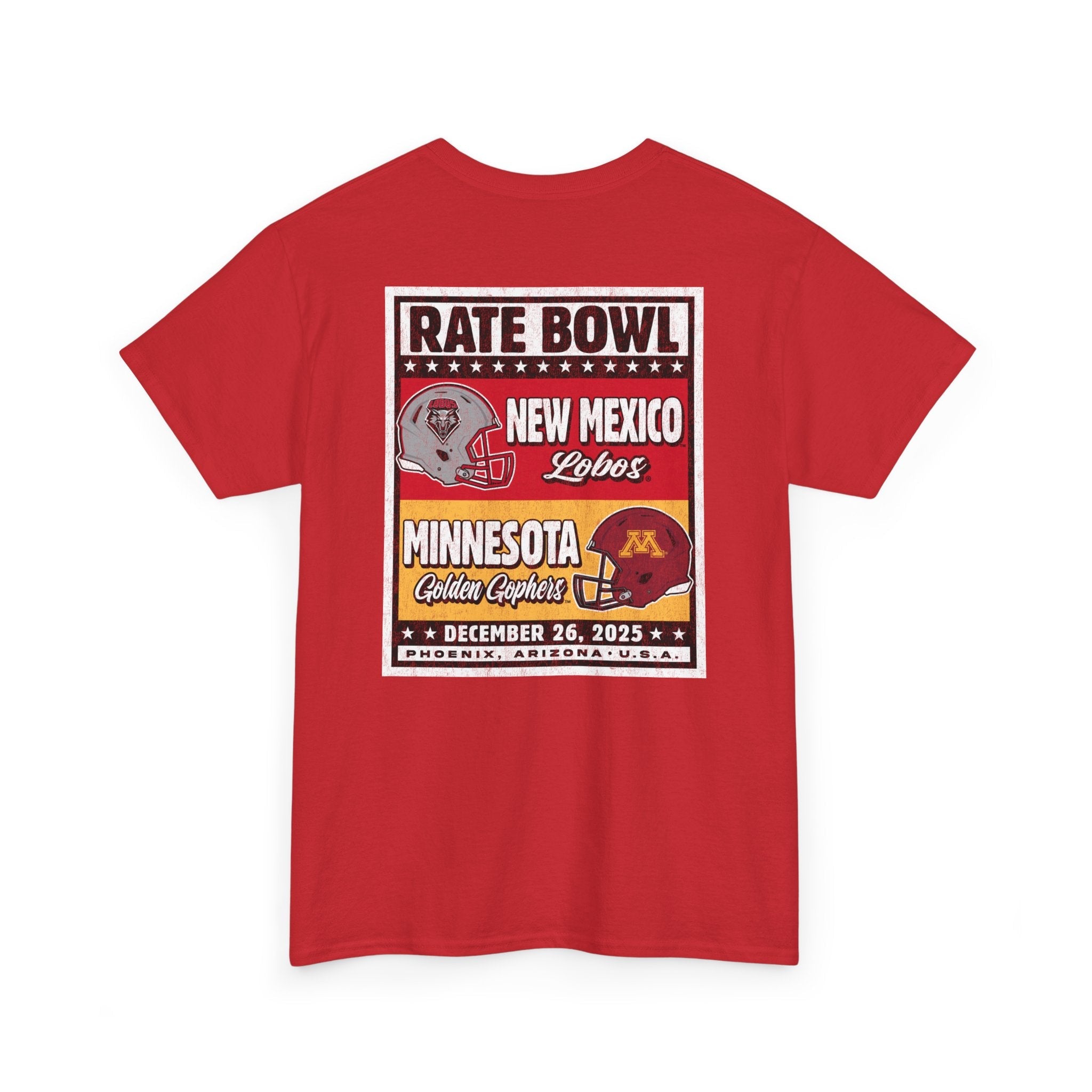 Rate Bowl 2025 – New Mexico Lobos vs Minnesota Golden Gophers BOUT Matchup T-Shirt