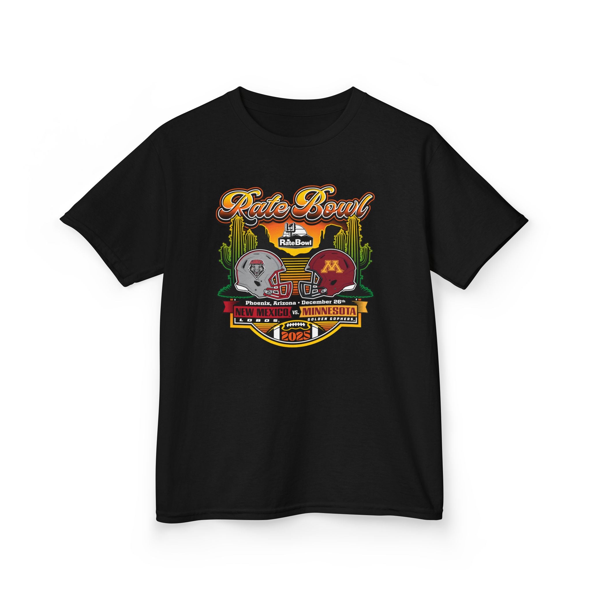 Rate Bowl 2025 – Youth New Mexico Lobos vs Minnesota Golden Gophers Matchup Long Sleeve T-Shirt