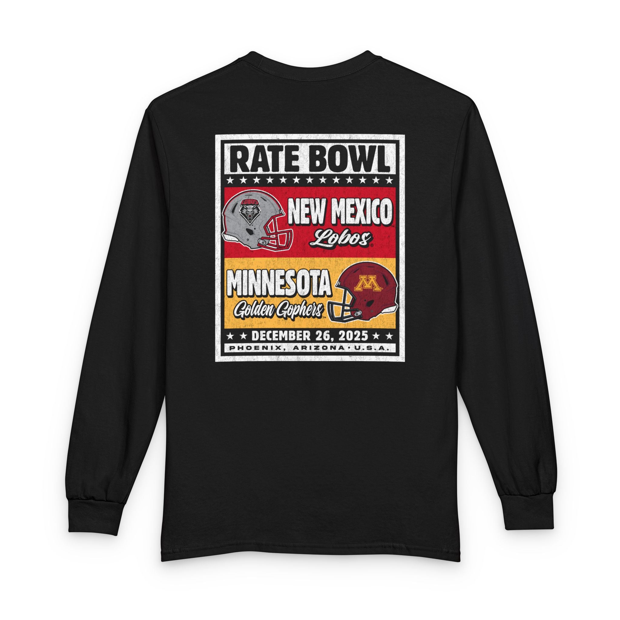 Rate Bowl Long Sleeve T-Shirt — New Mexico Lobos vs Minnesota Golden Gophers Bout LS