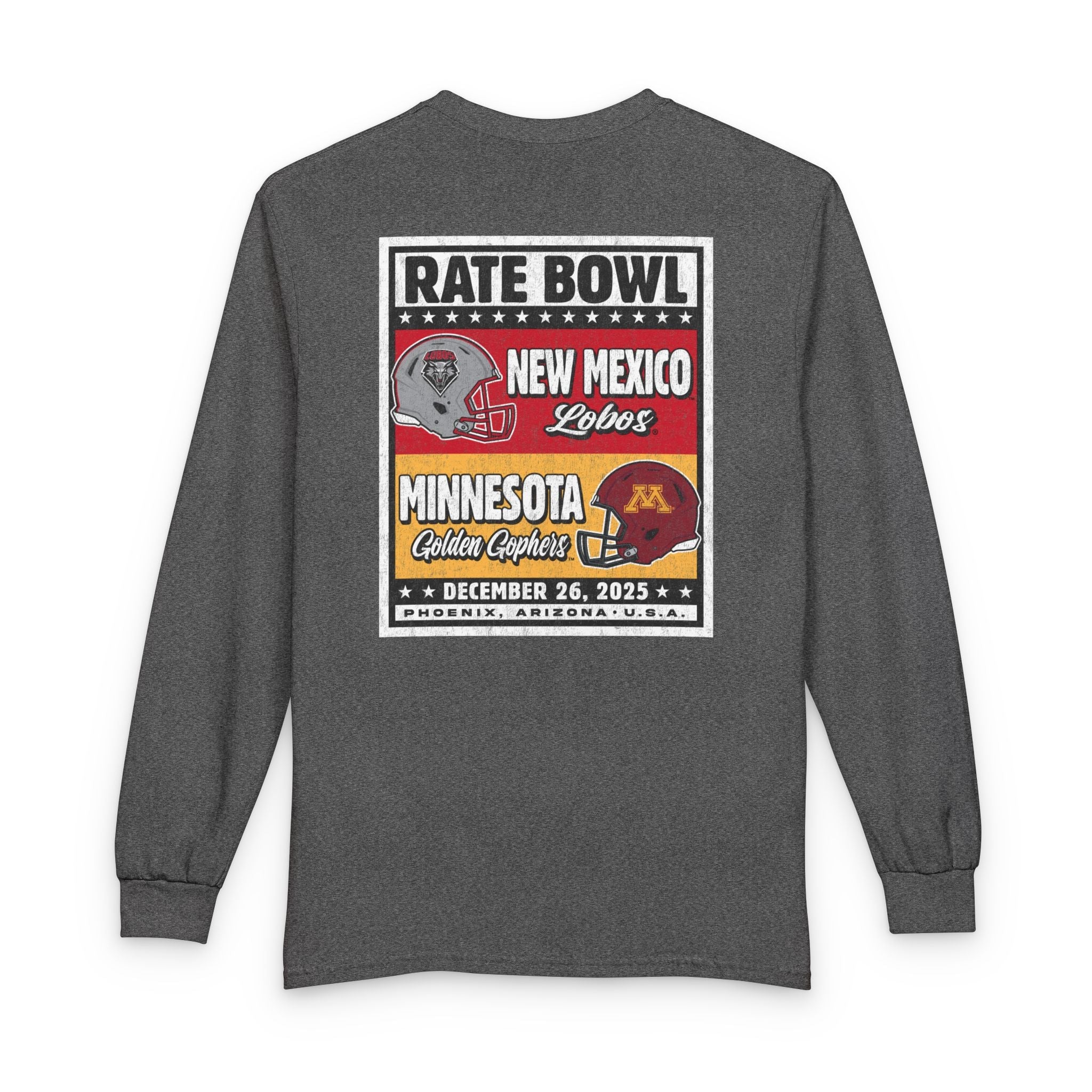 Rate Bowl Long Sleeve T-Shirt — New Mexico Lobos vs Minnesota Golden Gophers Bout LS
