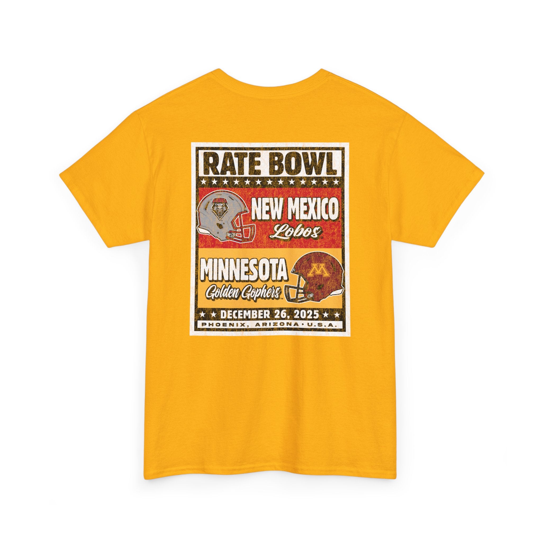 Rate Bowl 2025 – New Mexico Lobos vs Minnesota Golden Gophers BOUT Matchup T-Shirt