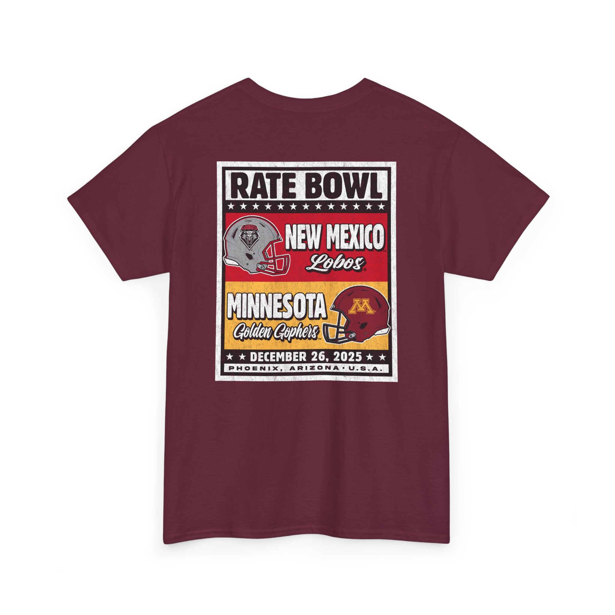Rate Bowl 2025 – New Mexico Lobos vs Minnesota Golden Gophers BOUT Matchup T-Shirt